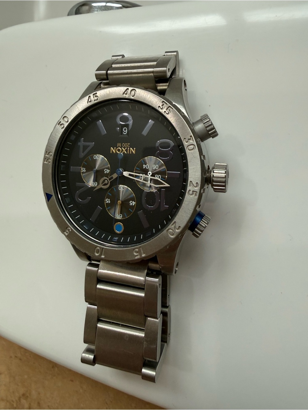 NIXON 48-20 Chrono silver watch “keep it fresh” - Picture 6 of 7